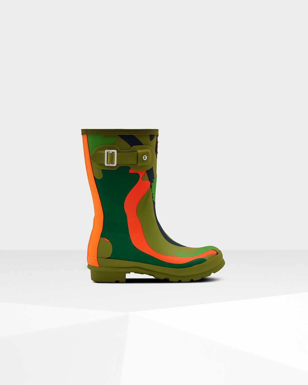 Botas De Agua Mujer - Hunter Original Rockpool Camo Short Mid-Calf Verde Camuflaje - KAGPJY-693 - Ve